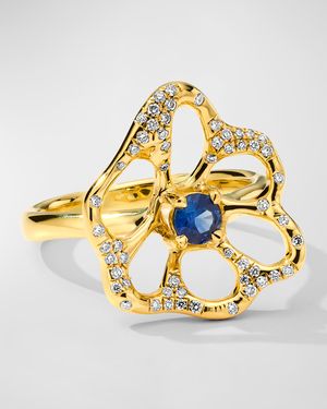 18K Stardust Drizzle Medium Flower Ring with Diamonds