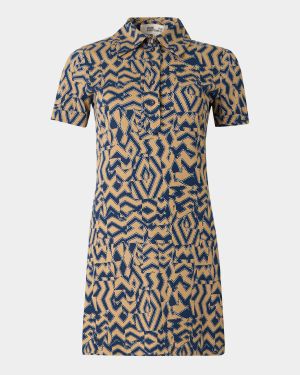Rachel Ruched Geometric-Print Mini Dress