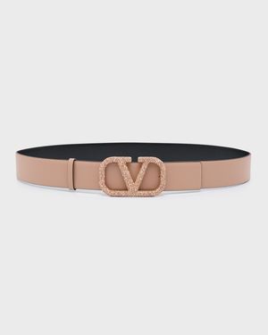 Reversible Embellished VLogo Signature Leather Belt, 40mm