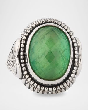 Ivy Rock Crystal, Aventurine and MOP Triplet Statement Ring