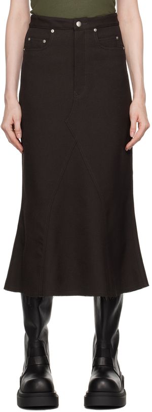 Rick Owens Gray Porterville Godet Midi Skirt