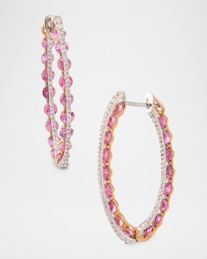 18K Pink Gold Procida Earrings with Diamonds and Sapphires