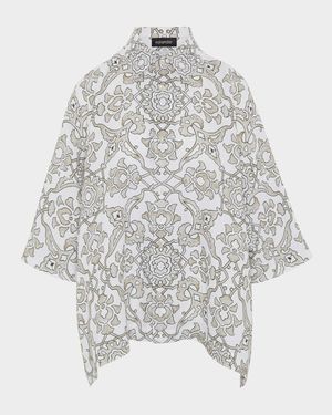 Wide Short-Sleeve Shirt With Collar (Mid Plus Length)