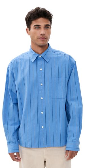 Alex Mill The New Easy Shirt In Novelty Stripe Blue Multi M