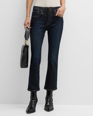 Mid-Rise Straight Kick Ankle Jeans