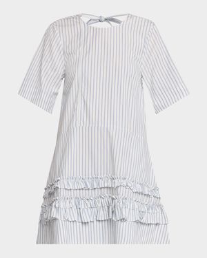 Pinstripe Cotton Mini Dress