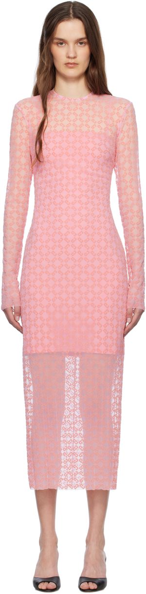 Givenchy Pink Monogram 72 Tulle Midi Dress