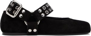 ALAÏA Black Biker Suede Ballerina Flats