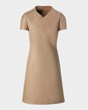 Suede & Raffia-Blend Mini Dress