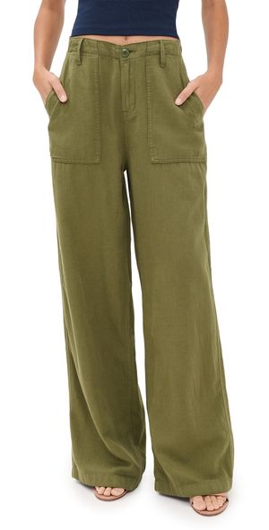 Good American Lite Linen Pants Martini Olive002 12