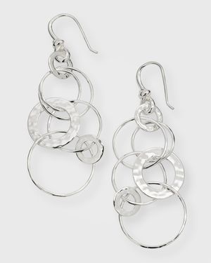 Medium Hammered Jet Set Drop Earrings in Sterling Silver