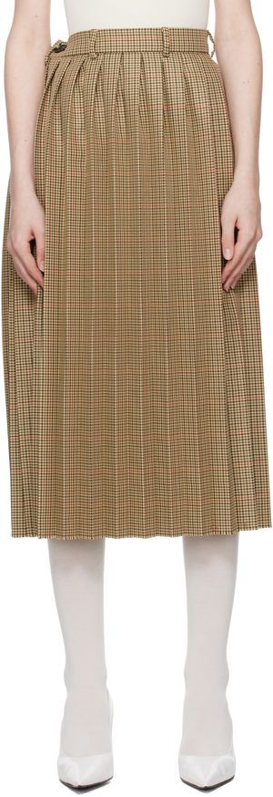MARIE ADAM-LEENAERDT Beige Pleated Midi Skirt