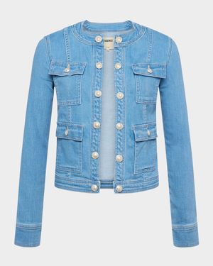 Yari Faded Collarless Denim Jacket
