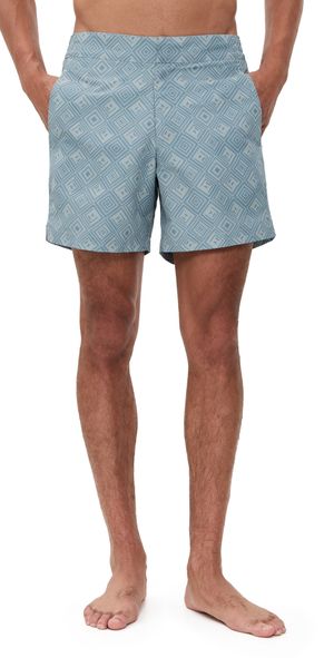 Frescobol Carioca Angra Madeira Print Porto Swim Shorts Coastal Blue 34