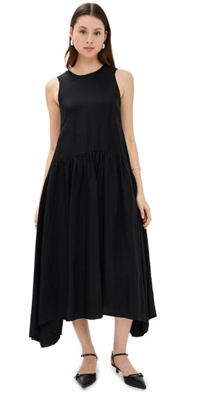 MEIMEIJ Sleeveless Viscose Dress with Side Yokes Nero 36