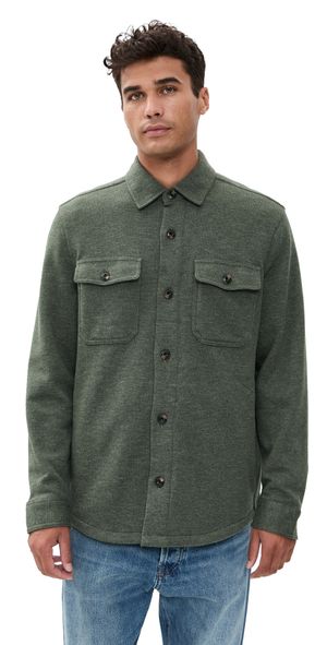 Faherty Inlet knit CPO shirt Olive Leaf Melange S