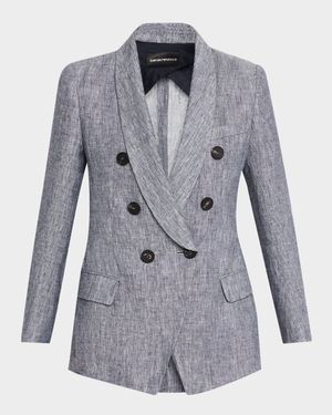 Double-Breasted Linen Chambray Blazer