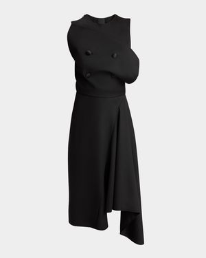 4-Button Sleeveless Asymmetric Dress