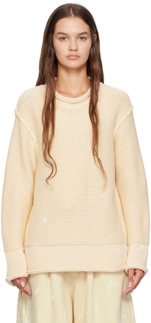 R13 Off-White Rolled Edge Sweater