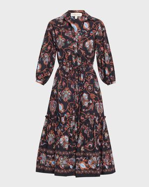 Hutton Puff-Sleeve Midi Shirtdress