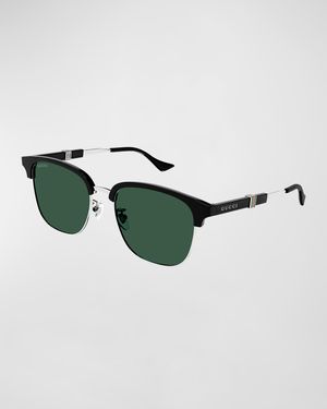 Men's Metal and Acetate Square Sunglasses