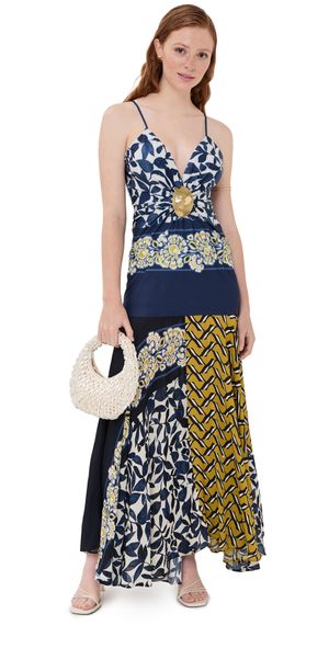 Silvia Tcherassi Casiana Dress Navy Geometric Abstract Floral XS