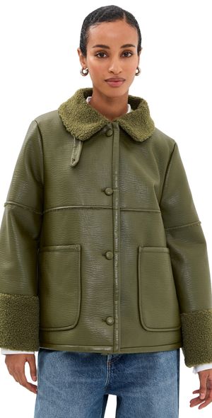 BAUM UND PFERDGARTEN Birdie Faux Leather Jacket Ivy Green 34