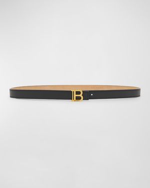B-Monogram Leather Skinny Belt