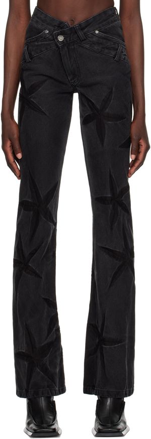 Masha Popova Black Night Flowers Jeans