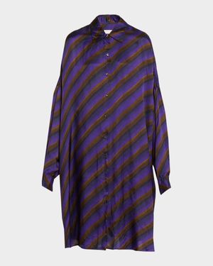 Dasia Striped Satin Oversized Shirtdress