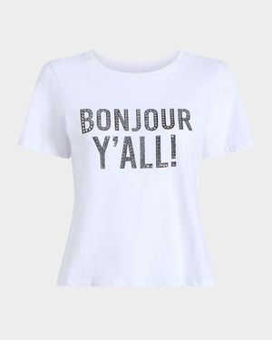 Bonjour Y'all Embellished Shrunken Tee