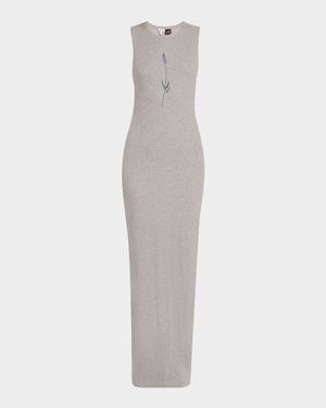 x Paula's Ibiza Flower Print Rib Maxi Tank Dress