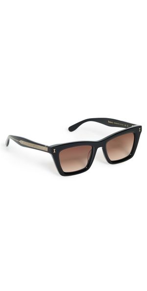 Illesteva Portugal Sunglasses Black/Gold w/ Brown Flat Grad One Size