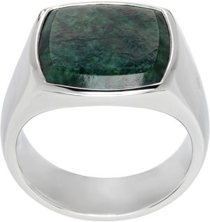 Tom Wood Bague argenté et vert à ornement Cushion en marbre