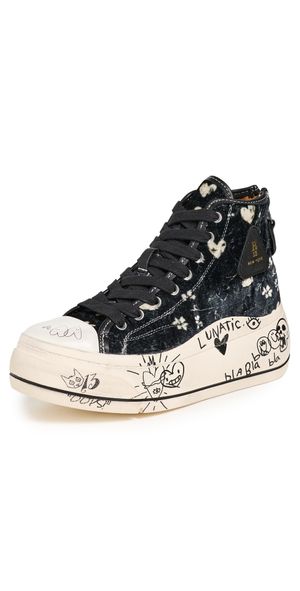 R13 Kurt High Top Sneakers Hearts On Black Graffiti 10