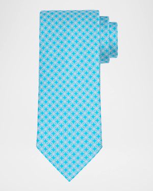 Men's Geometric Check Silk Tie
