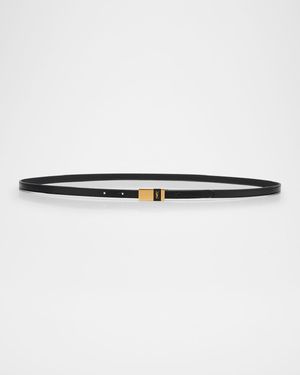 Embossed Leather Skinny Belt