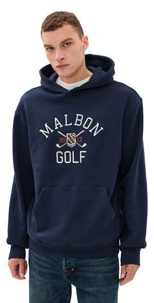 Malbon Golf Fesque Crest Hoodie Navy S