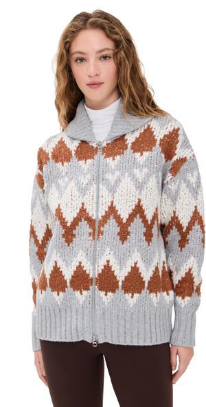 Varley Brockley Jacquard Knit Jacket Grey Melange XS