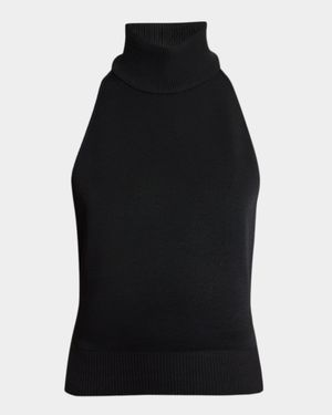 Mock-Neck Knit Halter Top