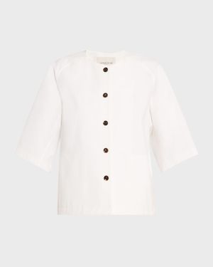 Elbow-Sleeve Stretch Twill Shirt Jacket