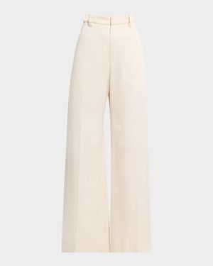 Satin Cady Wide-Leg Pants