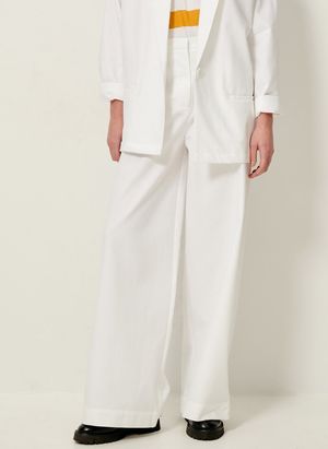 Sessun - Pantalon large taille haute en coton - Taille 42 - Blanc