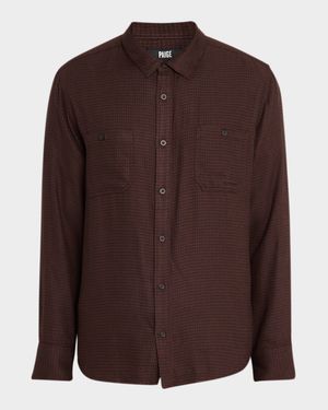 Men's Everett Houndstooth Plaid Button-Down Shirt