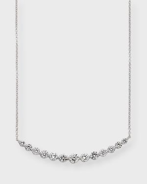 18k White Gold 13 Round Diamond Smiley Necklace, 18"L, 1.76tcw