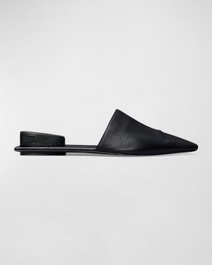 Leather Toe-Ring Ballerina Mules