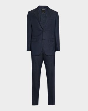 Men's Tonal Stripe Wool Two-Piece Suit