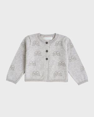 Kid's Angel Wing Pointelle Cardigan, Size 3M-24M