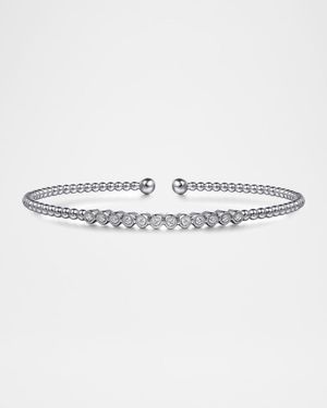 14K White Gold Bujukan Bead Diamond Bangle