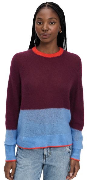 Apiece Apart Softest Tissue Weight Sweater Black Cherry/Cornflower XS